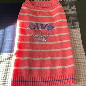 Diva Pink Striped Dog Sweater